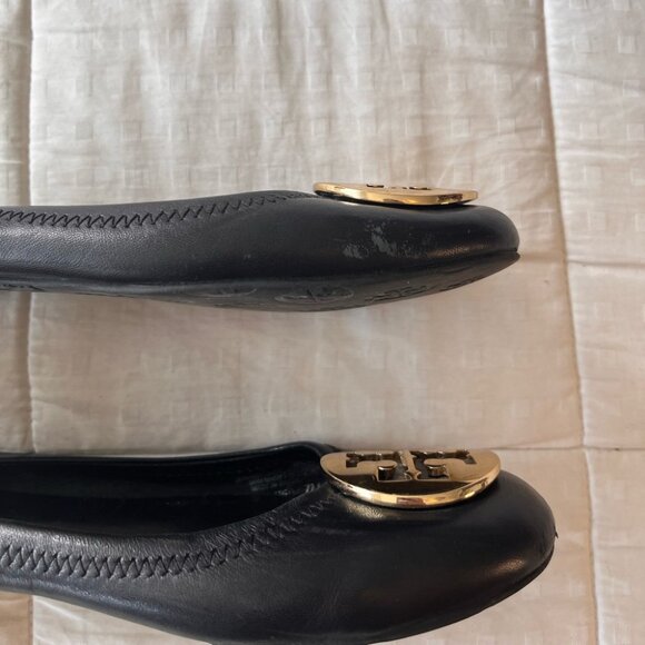 Tory Burch Black Leather Ballet Flat 7 - Picture 10 of 15